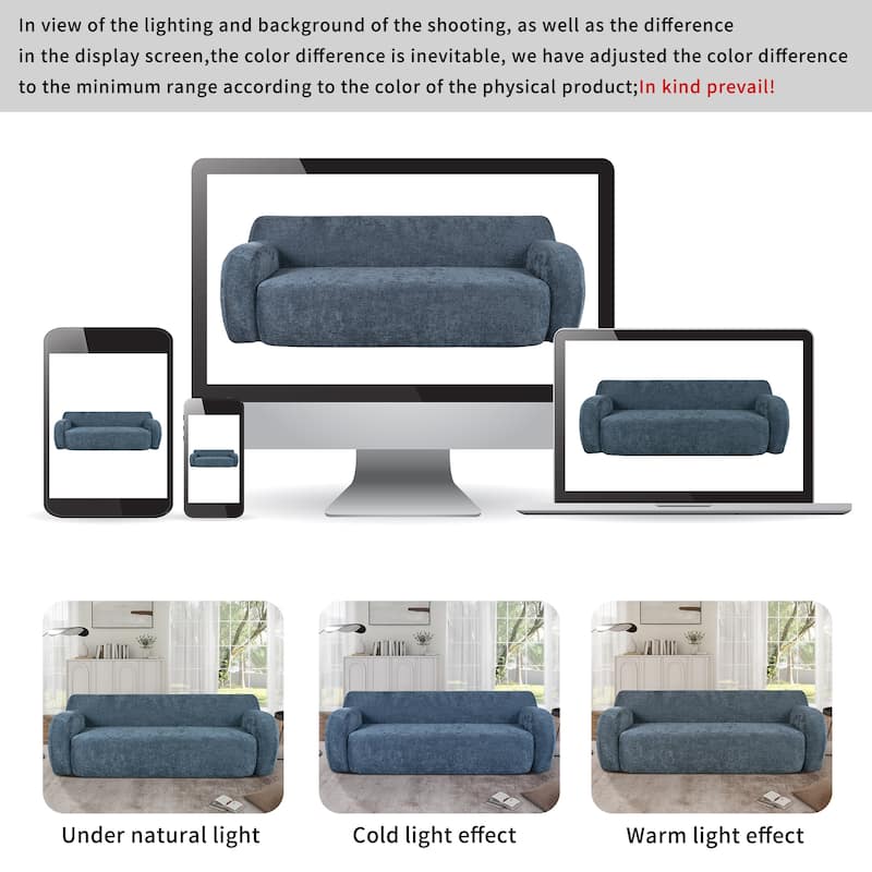 Streamlined Sofa with Curved Design and Extra-Large Seat Depth for Living Room or Guest Room
