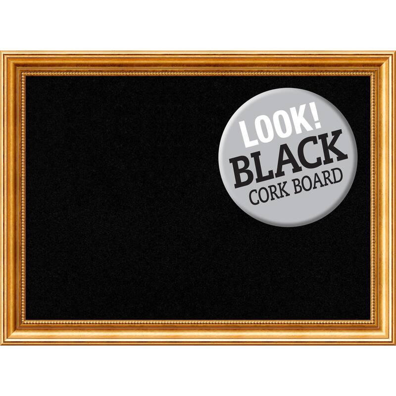 Framed Black Cork Board, Townhouse Gold - large - 32 x 24 - inch