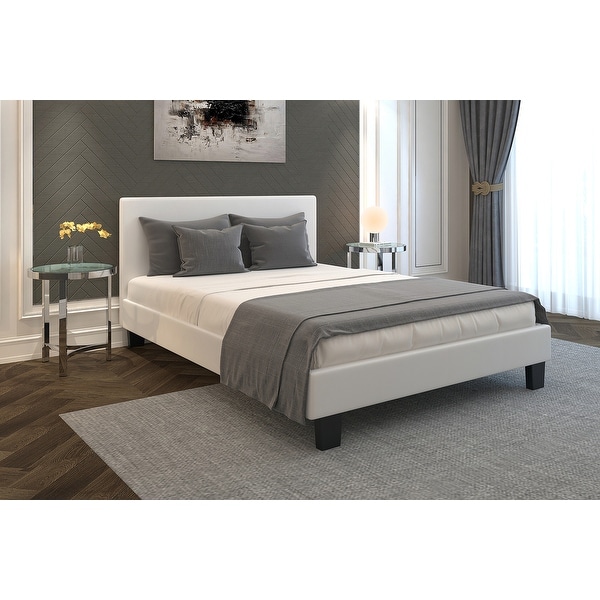 Faux leather cheap platform bed