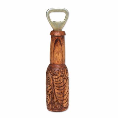 Novica Handmade Bottles Up Wood Bottle Opener