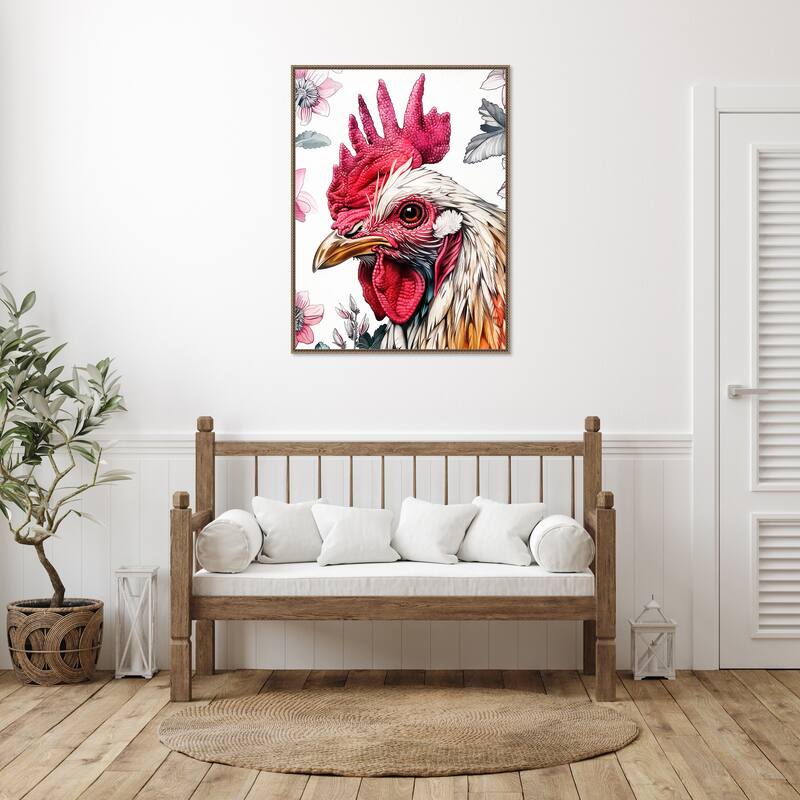 Red Rooster by Justyna Jaszke Framed Canvas Wall Art