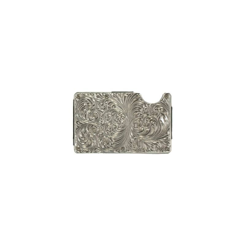 3D Western Wallet Mens Engraved Smart RFID Blocking Silver D250014536 - One Size