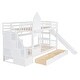 preview thumbnail 6 of 43, Bunk Bed with 2 Drawers & 3 Shelves, Castle Style Bedframe with Slide for Kids Boys/Girls/Teens