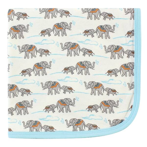 slide 1 of 1, Touched by Nature Baby Organic Cotton Swaddle, Receiving and Multi-purpose Blanket, Elephant, One Size - Elephant - One Size One Size - Elephant