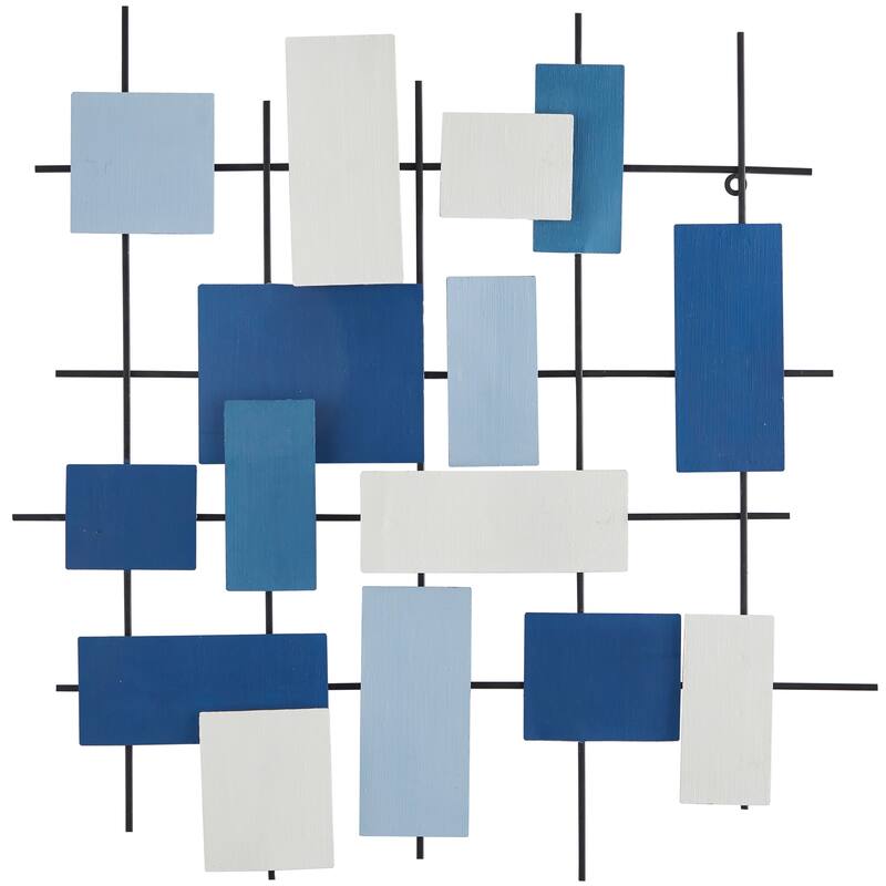 CosmoLiving by Cosmopolitan Blue Metal Overlapping Geometric Wall Decor