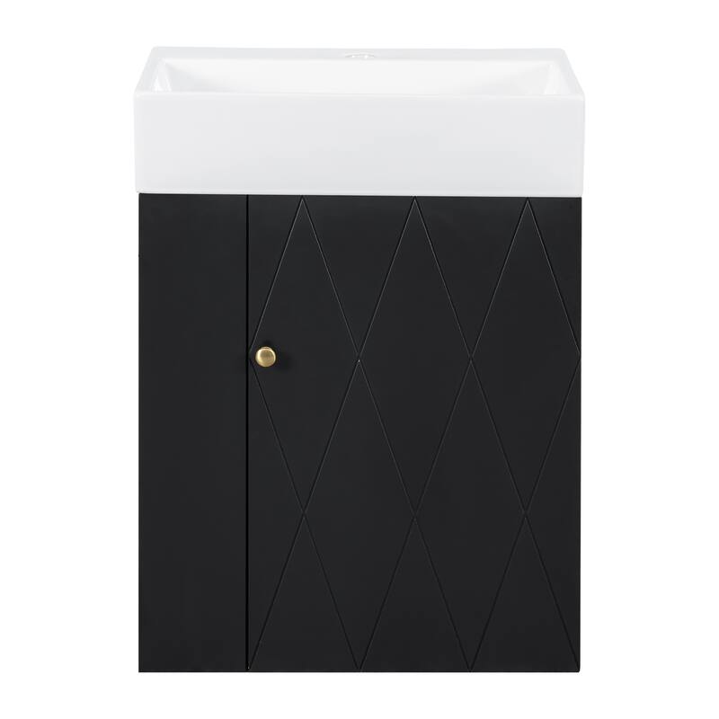 GDFStudio - Lucas Bennett Modern Compact Bathroom Vanity with Decorative Door and Smart Side Storage