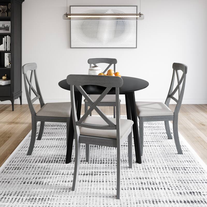CraftPorch Farmhouse 4-Piece Chair and Round Table Wooden Dining Set