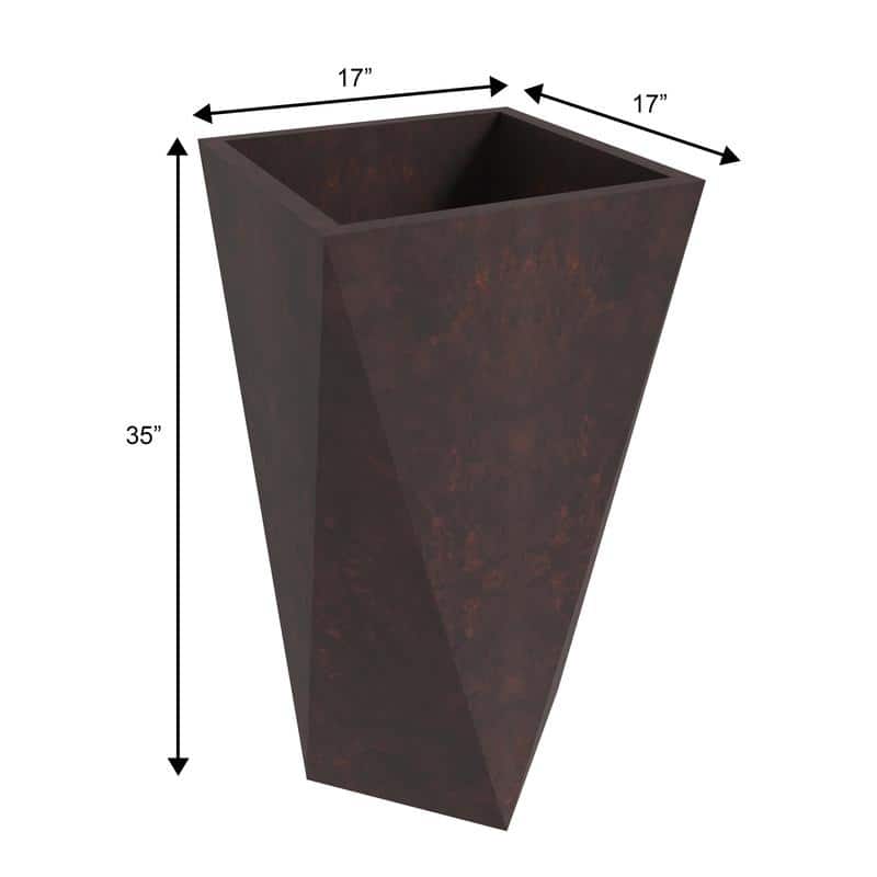 Aloe Fiberstone & MGO Clay Tapered Square Tall Planter Plant Pot, Indoor/Outdoor with Drainage Holes for Yard Porch Decor
