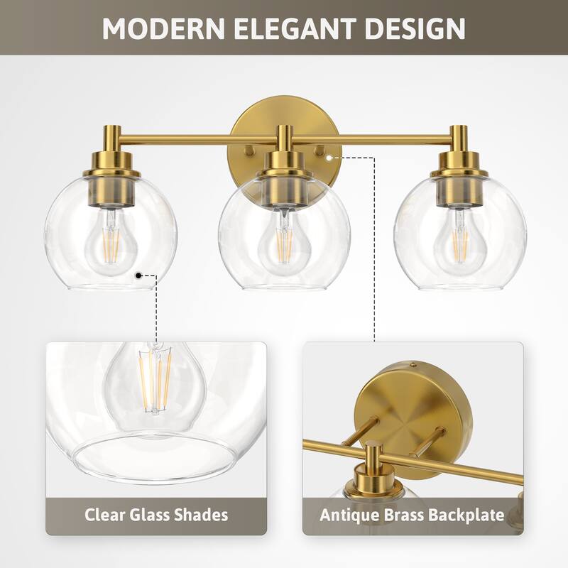 Dimmable Bathroom Vanity Light Globe Glass Shades