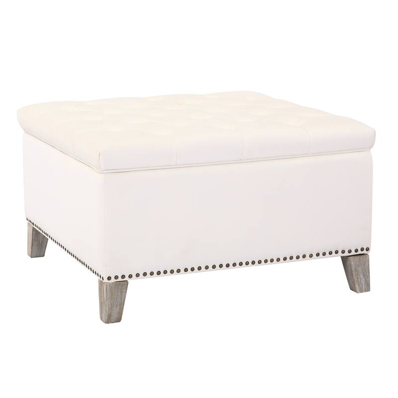 29.5" Wide Velvet Tufted Square Ottoman With Storage