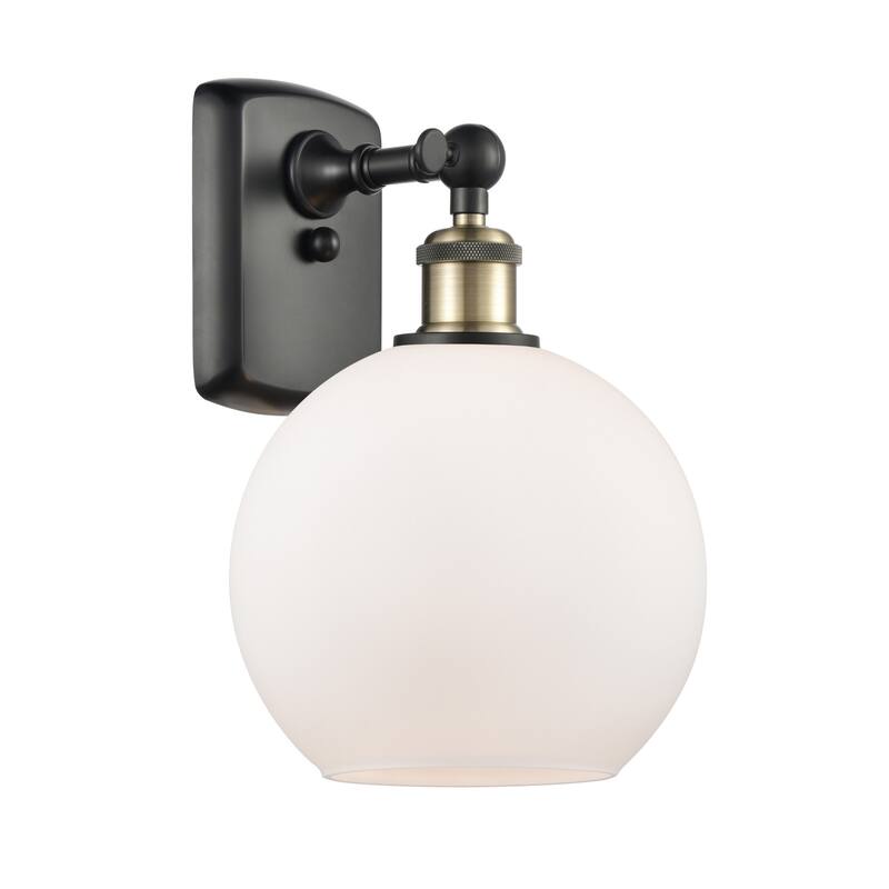 Innovations Lighting 516-1W-13-8 Athens Sconce Athens 13" Tall Wall - Black Antique Brass / Matte White