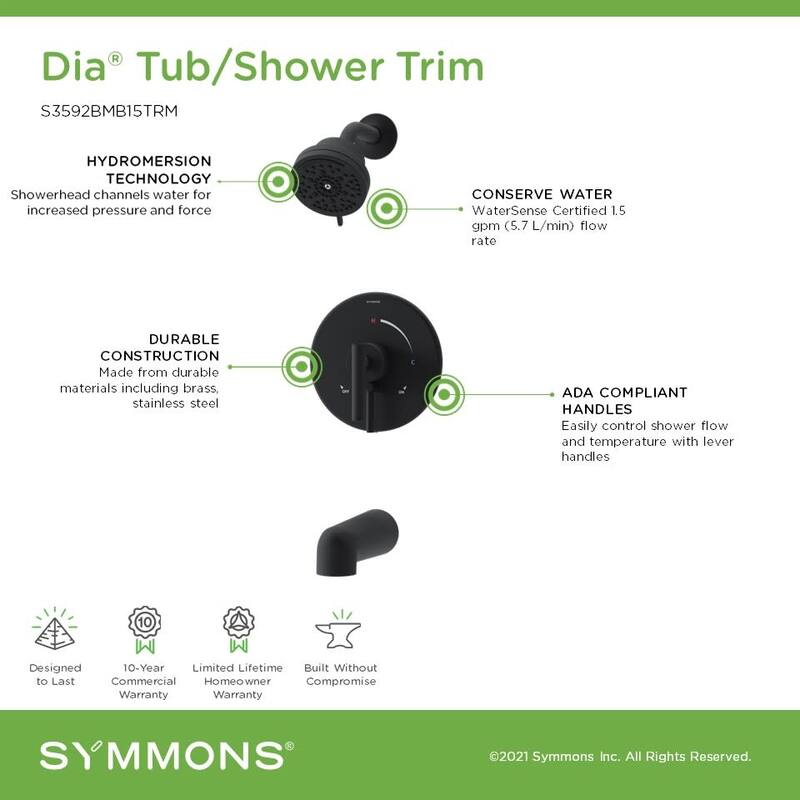 Symmons S3592B15TRM Dia HydroMersion Tub and Shower Trim Package with