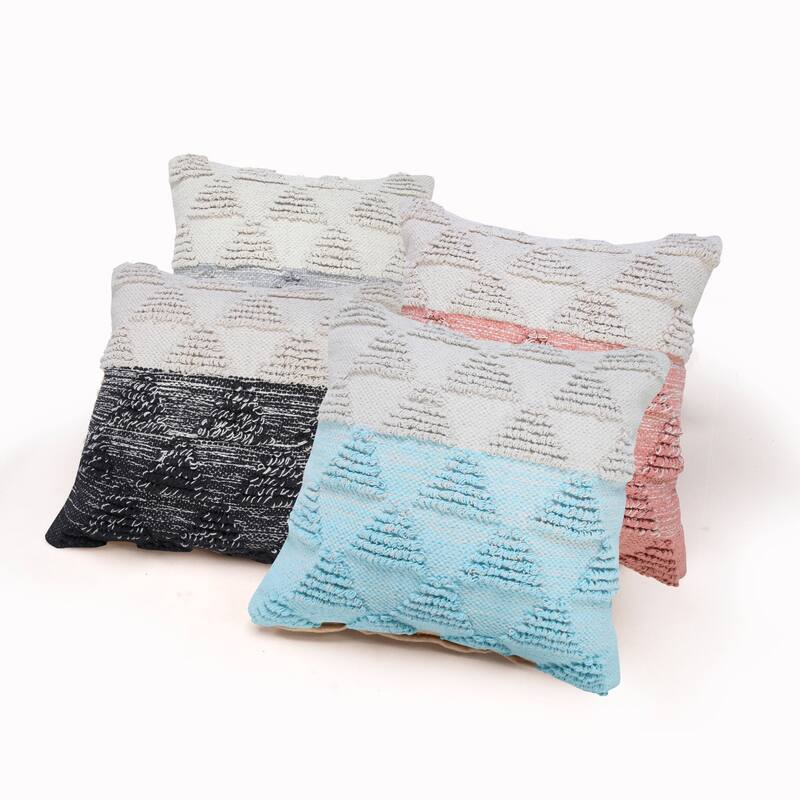 Handwoven Textured Geometric Square Throw Pillow - 18" - Gray and White