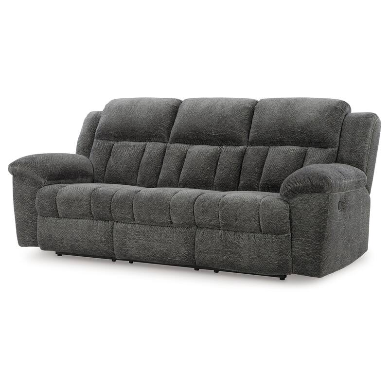 Briar Manual Reclining Sofa Dark Gray Polyester, Metal Frame, 91 Inch