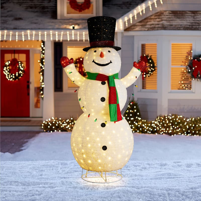 94.5"H Christmas 3D Foldable Fabric Snowman Lighting Decor