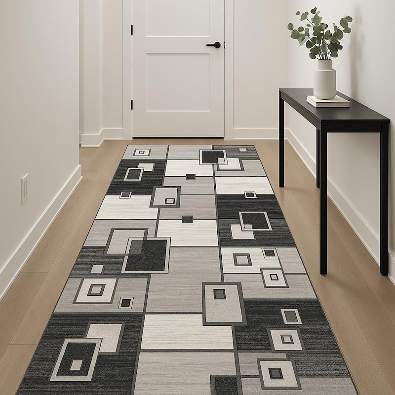 HomeRoots Geometric Modern Runner Area Rug - 144.00 in. x 27.00 in.  x 0.30 in.