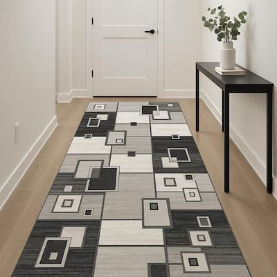 HomeRoots Geometric Modern Runner Area Rug