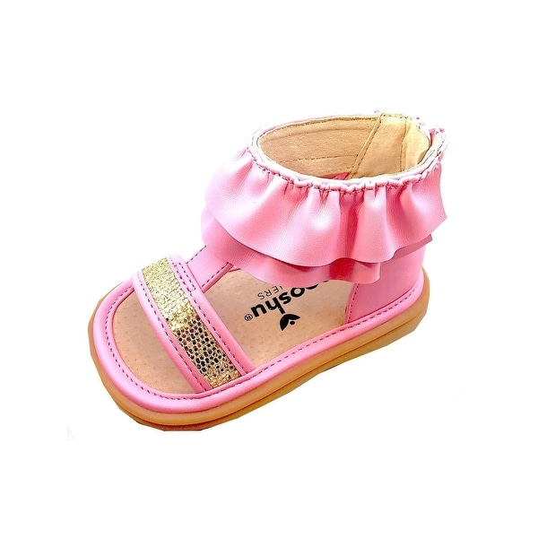 dELiAs Girls Fashion Sandals Glitter Summer Party Flats with Ruffle Strap