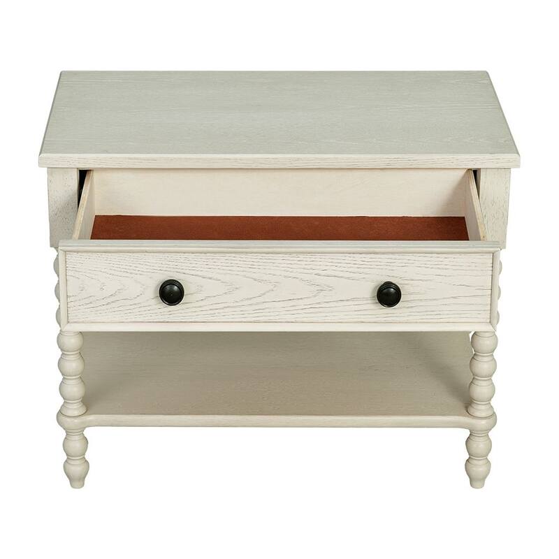 Large Nightstand with Drawer and Open Shelf Wide 32 Inch Bedside Table