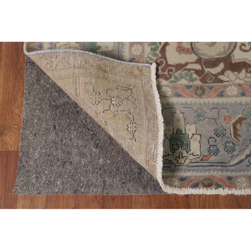 Blue Tabriz Vintage Persian Area Rug Hand-Knotted Wool Carpet - 9'5" x 12'4"