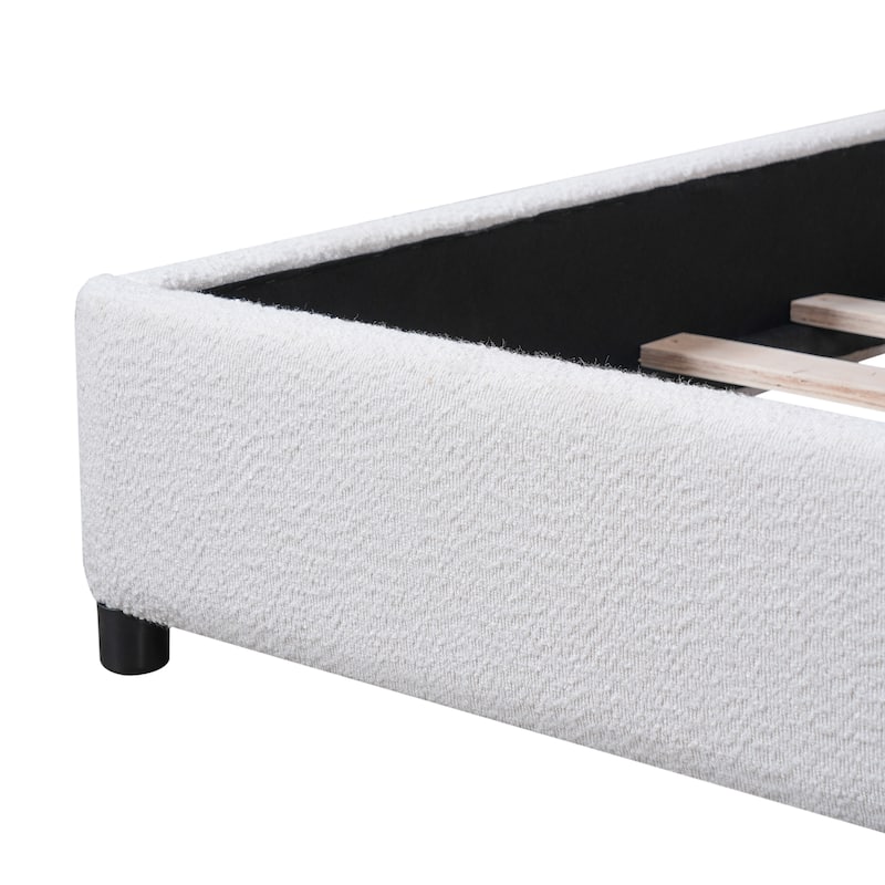 Christopher Knight Home - Luis Boucle Upholstered Bed Frame with Half-Round Headboard