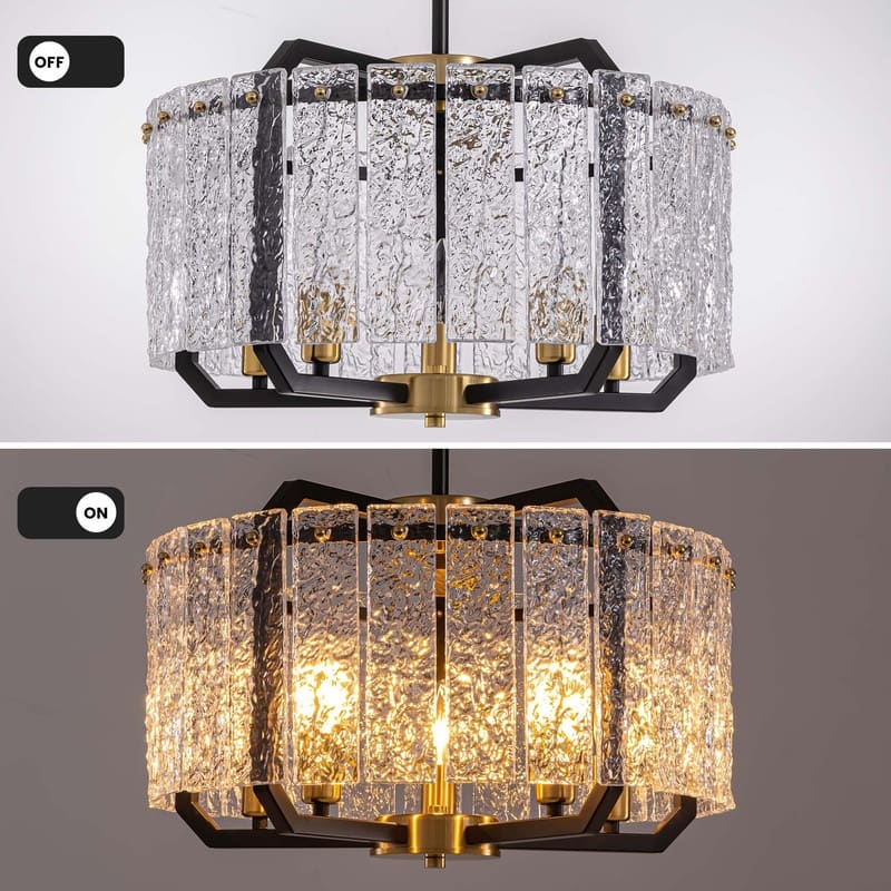 18.7 in. Black Modern Crystal Chandelier 5-Light Drum Pendant Light for Bedroom Living Room