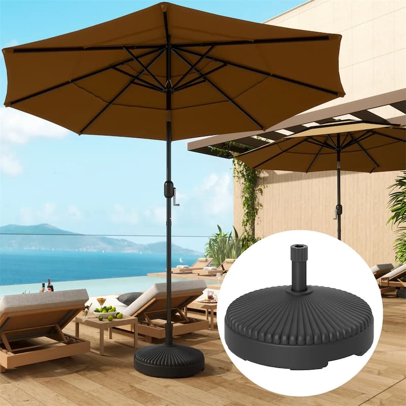 Outdoor Umbrella Base HDPE Patio Parasol Stand Fillable with Sand or Water - 21.7" x 11.8" H