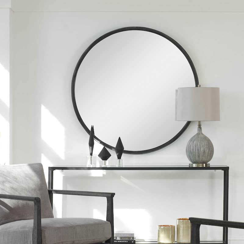 Uttermost Dawsyn 44" Round Large Modern Industrial Vanity Bathroom - Aged Black
