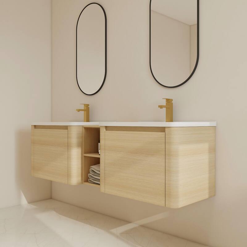 BNK 24''/28''/36''/40''/60''/68'' Bathroom Vanity With Sink, Floating Bathroom Vanity with Soft Close Doors and Shelf