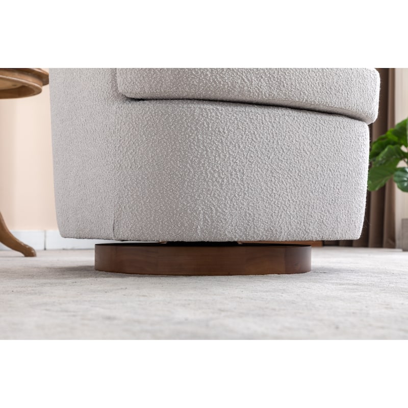 30.3" Swivel Accent Chair with Wood Base