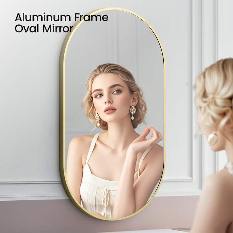 20 x 36 Inch Shatterproof Wall Mount Metal Frame Mirror