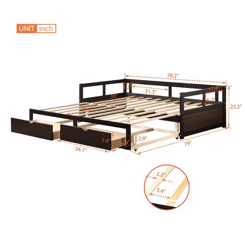 Twin Pine Extendable Daybed with Drawers