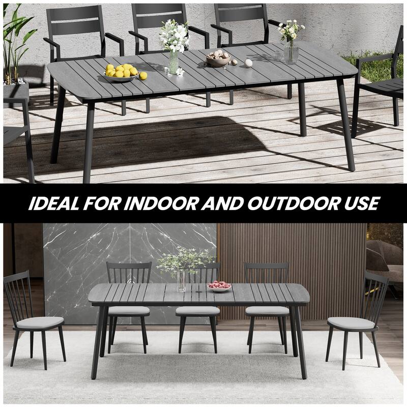 Outdoor Patio Dining Table Rectangular Aluminum Outdoor Table for 6/8/10 Person