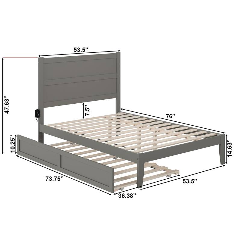 NoHo Full Bed with Twin Trundle in Grey