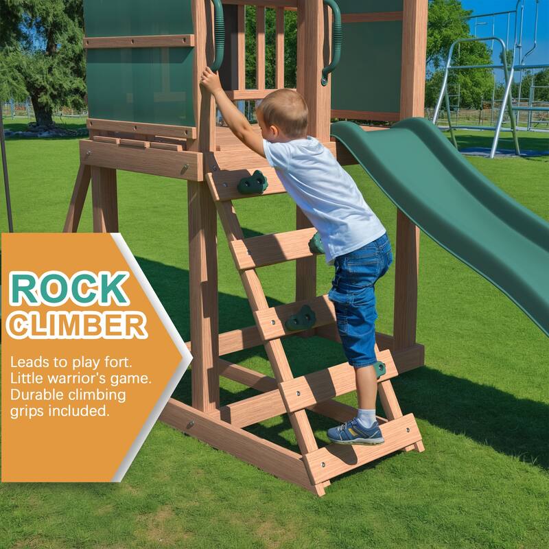 Sturdy Kids Swing Set for Backyard - 440lbs Capacity, Includes Saucer Swing & Belt Swing - 118.1×98.4×102.4 (inches)
