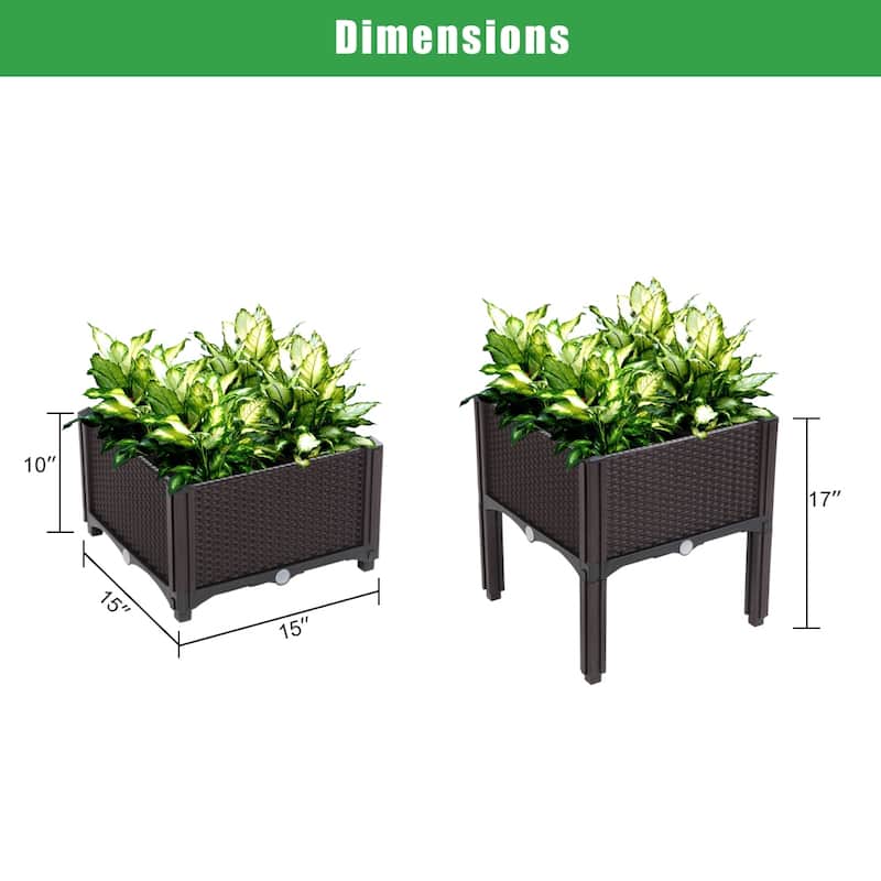 2Pcs Free Splicing Injection Planting Box Raised Garden Beds Brown/White