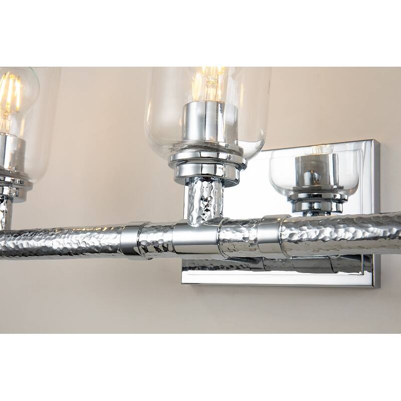 3 Light Hammered Bath Bar in Chrome
