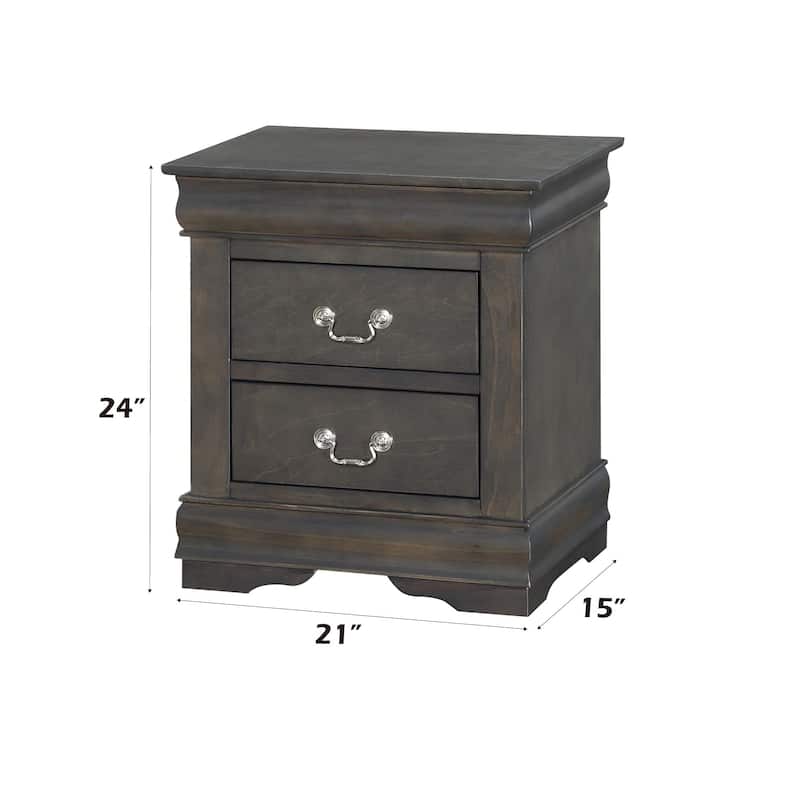 King Size Eastern Synthetic Wood 2-Piece Sleigh Bed Set with Nightstand