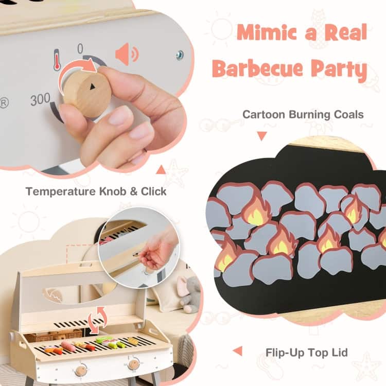 Kids Barbecue Grill Playset for Girls and Boys Aged 3+ - 25.5" x 14.5" x 32.5"