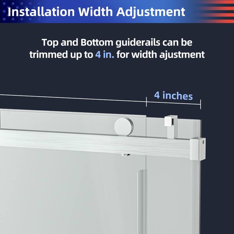 Sliding Frameless Shower Door with 3/8 Inch (10mm) Thick Tampered Glass