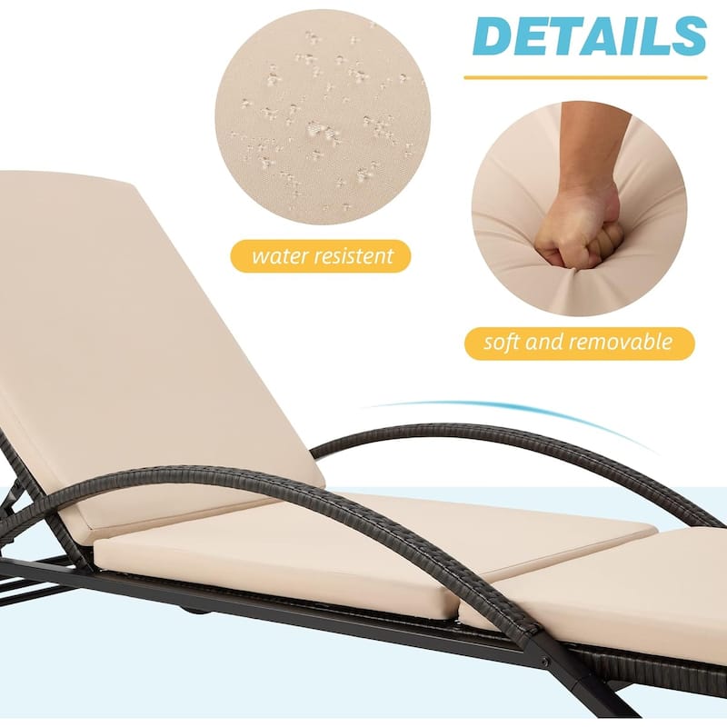 EROMMY Outdoor Patio Lounge Chair, Adjustable Recliner Outdoor Lounge Chairs, Multiple Colors Available