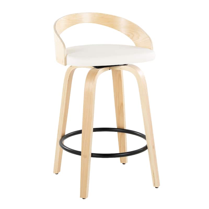 Carson Carrington Stavanger 26" Fixed-Height Counter Stool with Bent Wood Legs & Round Footrest (Set of 2)