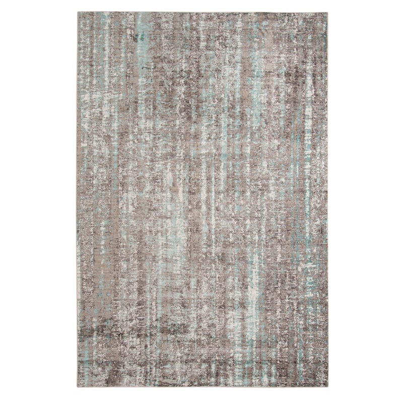 Savannah Elle Aqua Blue/Gray/Ivory Polyester Area Rug - 3'11" x 5'7"