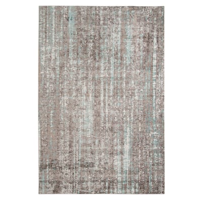 Savannah Elle Aqua Blue/Gray/Ivory Polyester Area Rug