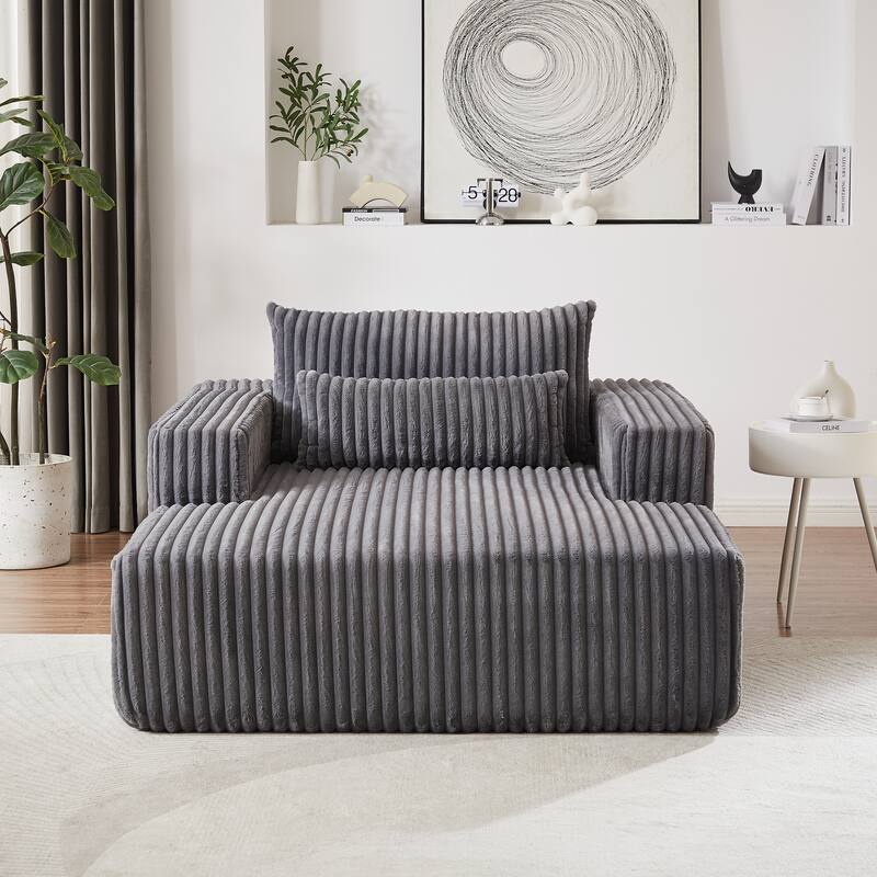 Modern 75" Corduroy Lounge Chair, Soft and Comfortable Sleeper Sofa with Pillow Support for Indoor Spaces