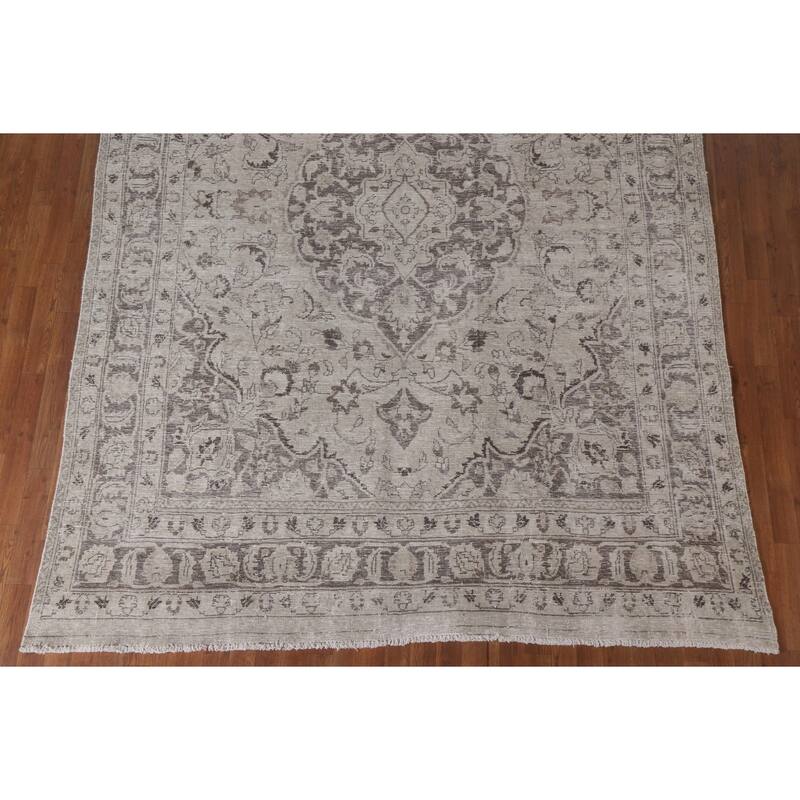 Hand Knotted Oriental 100% Wool Carpet Traditional Floral Beige & Ivories Tabriz Area Rug - 10' 9'' X 7' 8''