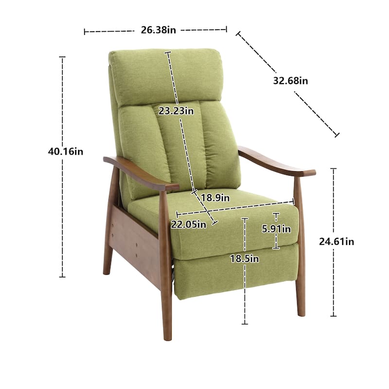 PU Leather Recliner Chair,Living Room Solid Wood Accent Chair