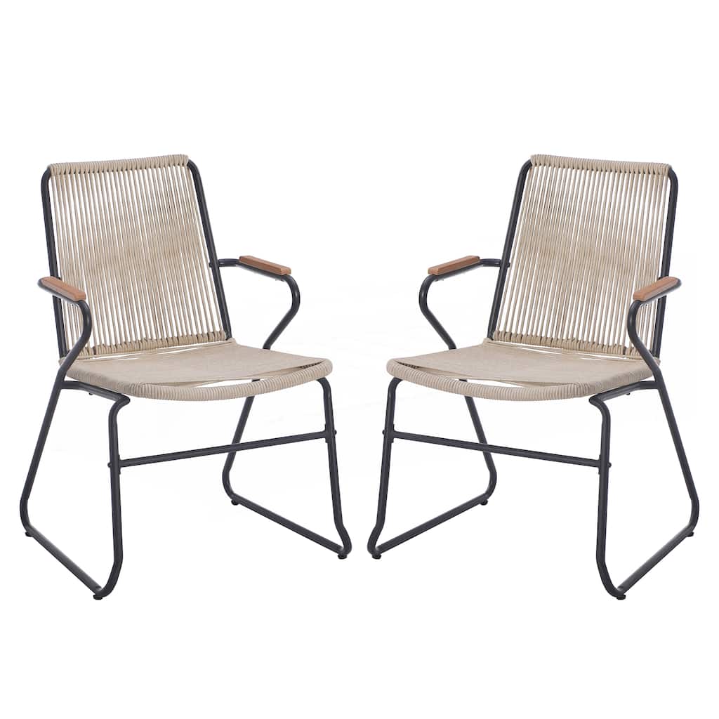 Modern Rope-Weave Outdoor Club Chairs