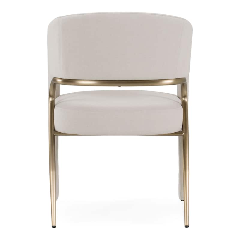 Elson Modern Off-White Fabric & Antique Brass Dining Chair