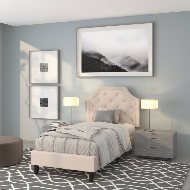 Arched Tufted Upholstered Platform Bed - Ivory